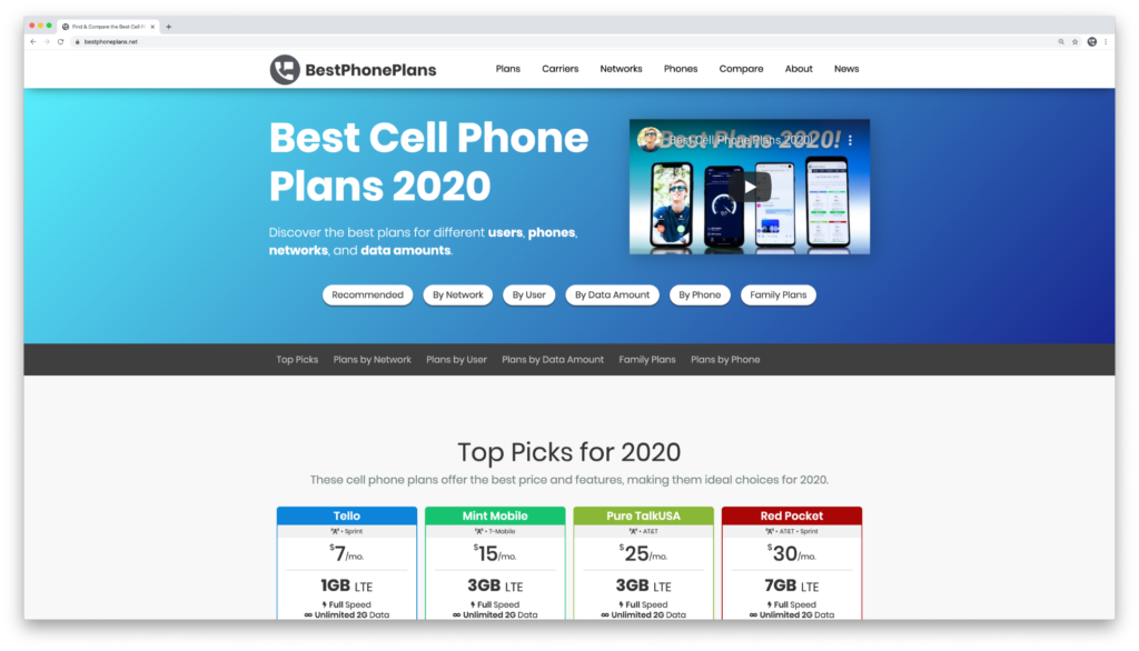bestphoneplans.net website screenshot